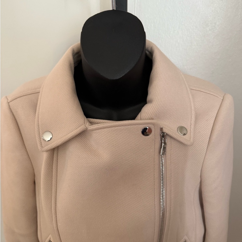 Ann Taylor Cream/Light Rose MOTO Jacket Classic Zipper Design.